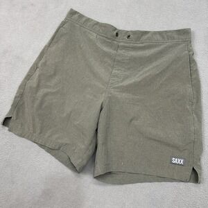 SAXX Sport 2 Life 2N1 Shorts Mens Medium Ballpark Pouch Lined Green Athletic 7"